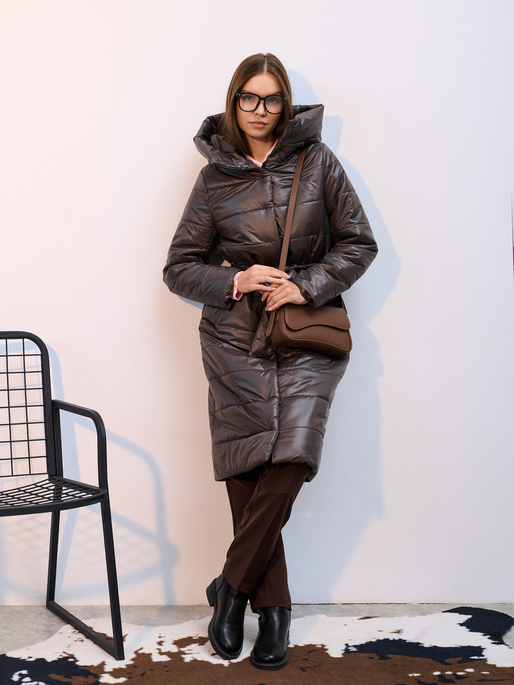 Пальто  демисезонное "Анель" коричневый