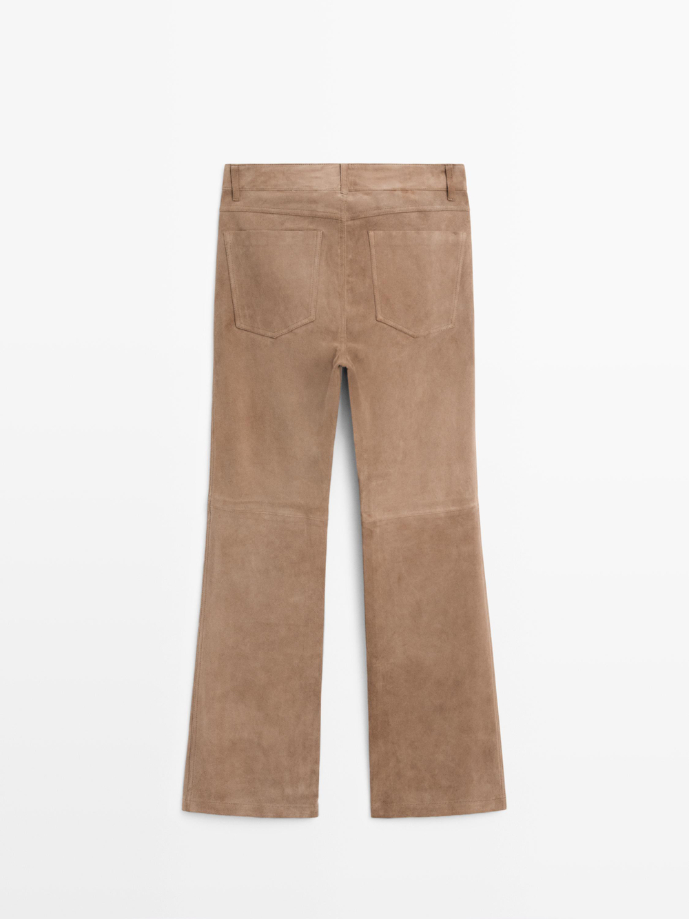 Massimo Dutti Легинсы из замши расклешенного кроя, серо-коричневый