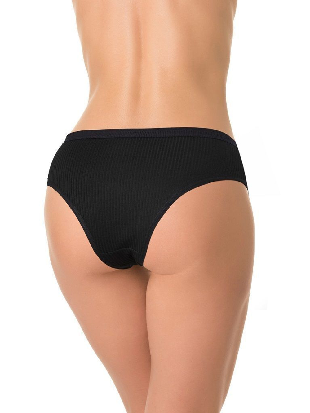 Трусики-бразилиана в мелкий рубчик (Размер: L) (Цвет: черный)