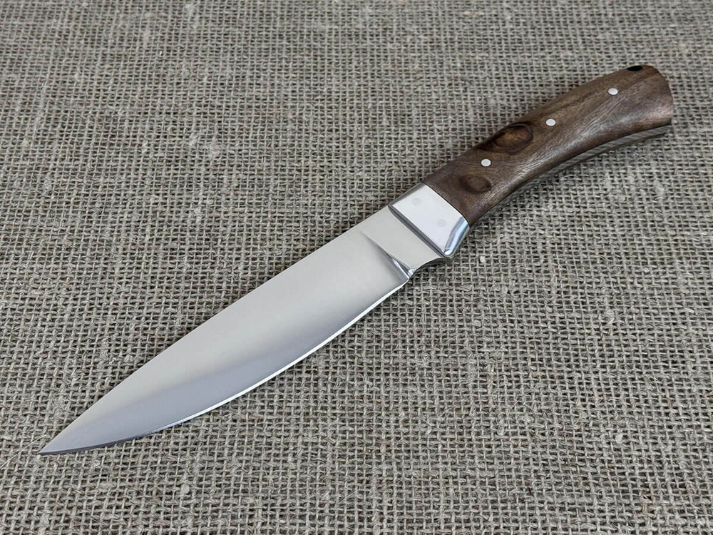 Якутский нож, цельнометаллический, сталь Х12МФ, рукоять орех, кованый дол