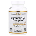 California Gold Nutrition, Curcumin C3 Complex®, комплекс куркумина из куркумы с экстрактом чёрного перца BioPerine®, повышенная биодоступность, 120 растительных капсул