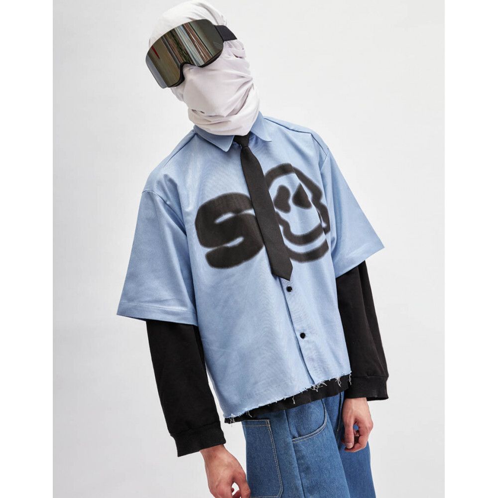 Рубашка SoWhat? Smile укороченная голубая