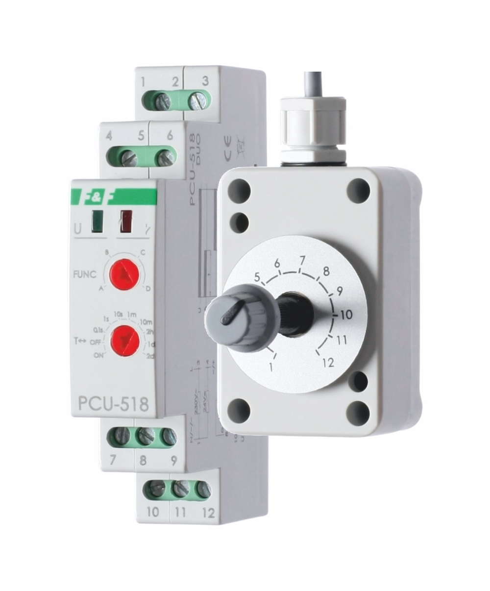 Реле времени PCU-518 8А 230В AC/24В AC/DC IP20 многофункц. с выносным потенциомметром