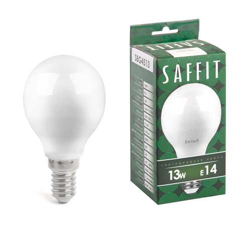 Лампа светодиодная LED SAFFIT шарик SBG4513 13W Е14 G45 4000K 1070Лм
