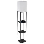 Напольный светильник 1х60Вт Е27, дерево/ткань, чёрный/белый