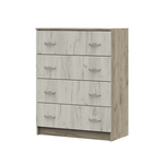 Басса (Бася) КМ 554 Комод 4 ящика Дуб крафт серый / Дуб крафт белый