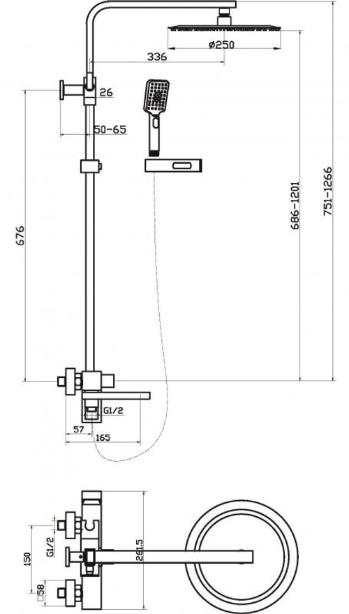 Душевая стойка BelBagno LUCE LUC-VSCM-NERO