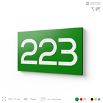 Номер на дверь 223, табличка на дверь для офиса, квартиры, кабинета, аудитории, склада, зеленая 120х70 мм, Айдентика Технолоджи