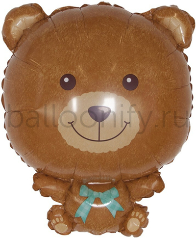 Шар (25''/64 см) Фигура, Плюшевый медвежонок, Коричневый, 1 шт.