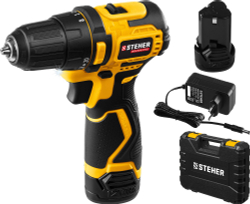 STEHER 12 В, 35 Н·м, 2 АКБ (2 А·ч), бесщеточная дрель-шуруповерт, кейс (CDB-120-2)