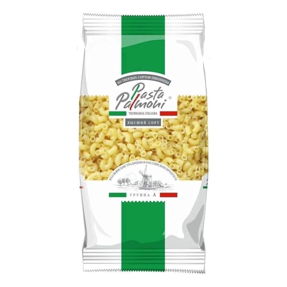 Макаронные изделия Рожок рифленый, группа А, высший сорт Pasta Palmoni, 400г
