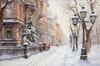 ЗИМНИЙ ПЕТЕРБУРГ фон неопреновый