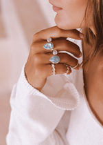 Кольцо «Дуо» с аквамарином и белым топазом