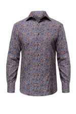 Рубашка из микровельвета с коричневым орнаментом пейсли