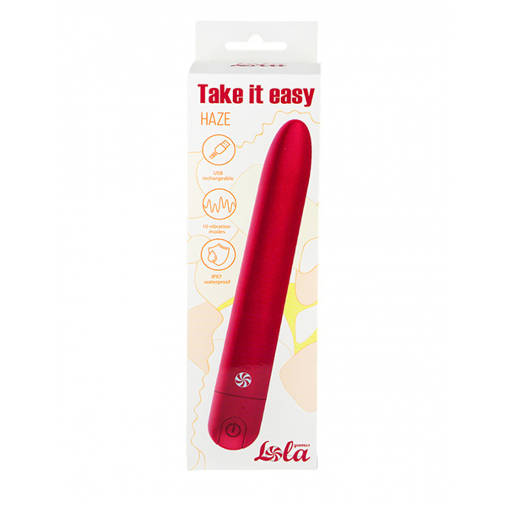 Бордовый перезаряжаемый вибратор 18см Lola Games Take It Easy Haze 9025-03lola