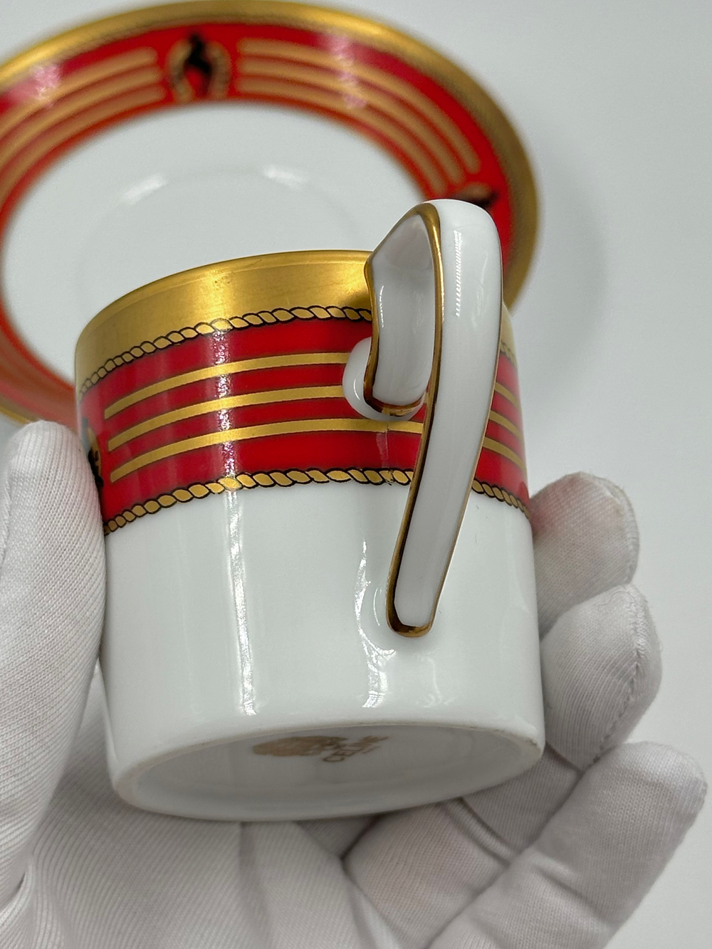 Кофейная пара Celine с красной каймой