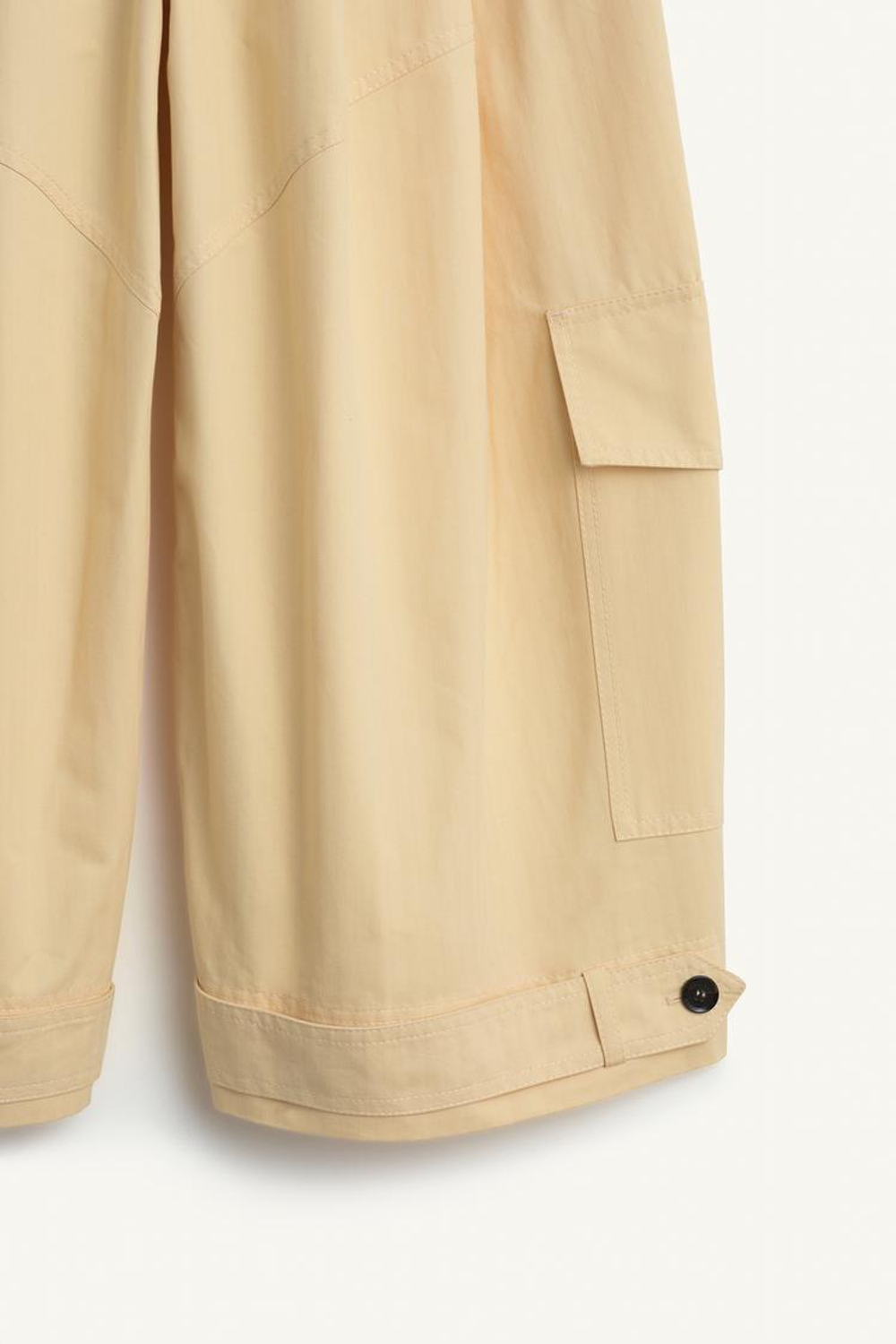 ZARA ШИРОКИЕ БРЮКИ-КАРГО С ВЫТОЧКАМИ, БЕЖЕВЫЙ