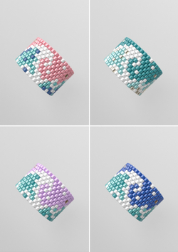 Схема кольца из бисера, узор PEYOTE, мозаичное плетение, четный счет, узор пейот из Miyuki Delica 11/0, файл PDF, RING_384