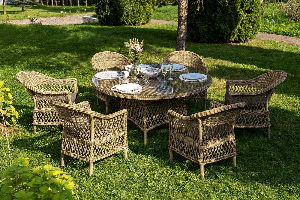 "Эспрессо-150 S" обеденная группа плетеная, цвет соломенный