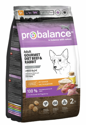 Сухой корм ProBalance Gourmet diet Adult для взрослых собак с говядиной и кроликом