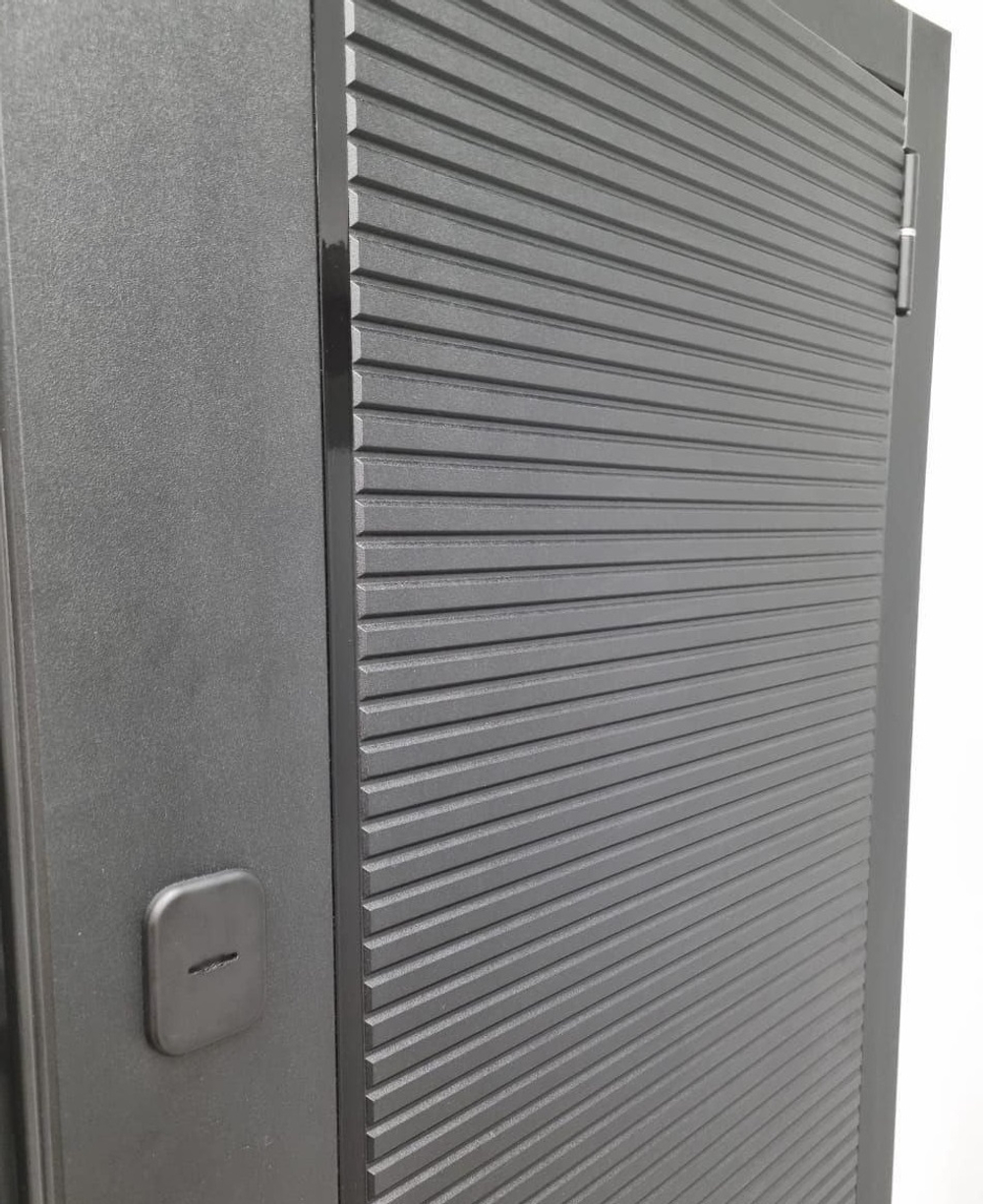 Входная металлическая дверь с зеркалом Рекс 30 Кварц черный / зеркало Пастораль Силк сноу ( белый матовый, без текстуры)