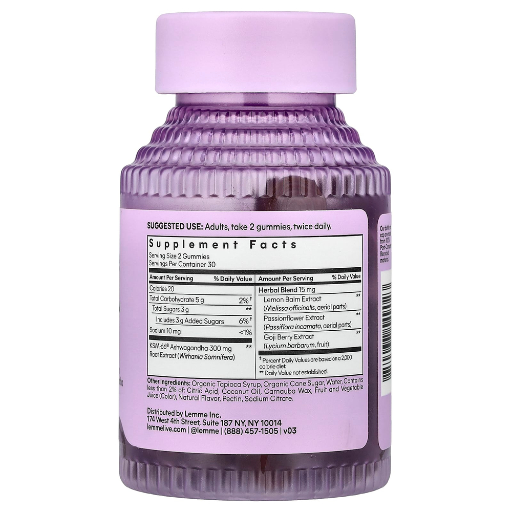 Lemme, успокаивающие жевательные таблетки для снятия стресса, с ягодным вкусом, 60 шт.