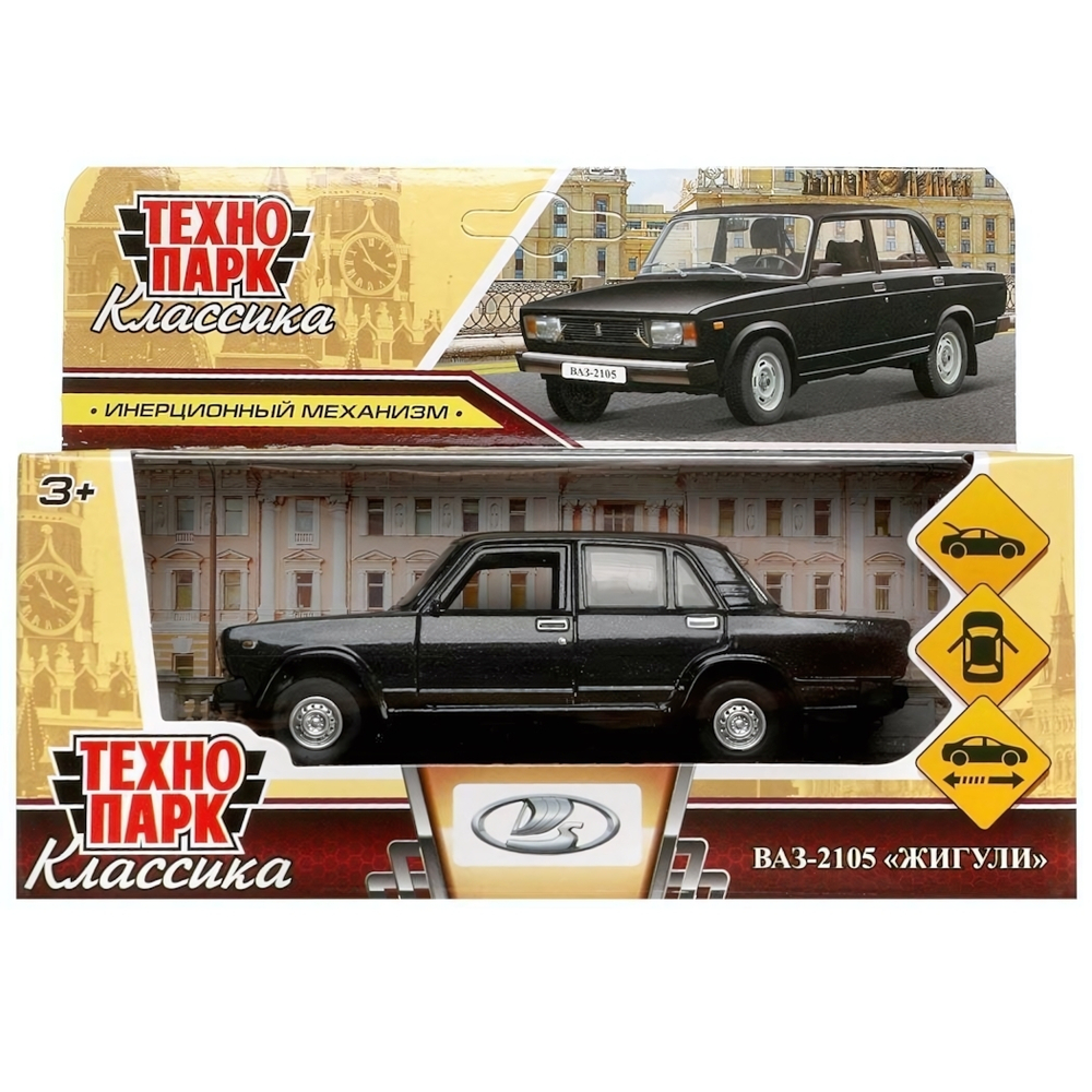 Модель ин. мет. "Lada Ваз-2105 1997" 12см. черный, коробка 2105-12-BK (Технопарк)