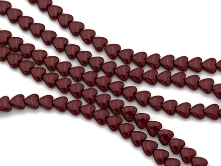 Нить гематитовых бусин "Спелая вишня", сердце 6мм