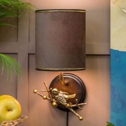 Бра настенный светильник Терра левое Каштан Амбер с абажуром Терра Шоколад