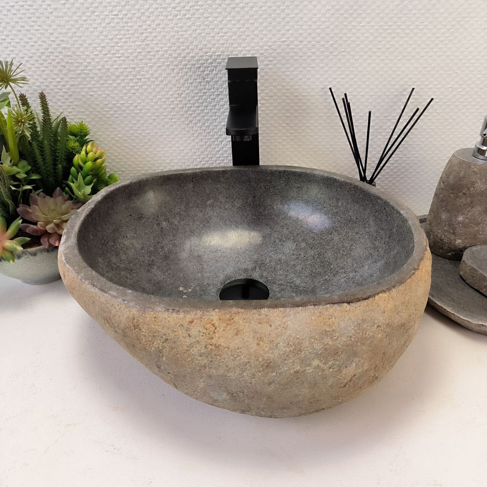Раковина из речного камня RS-64113 (42*40*15) 0122