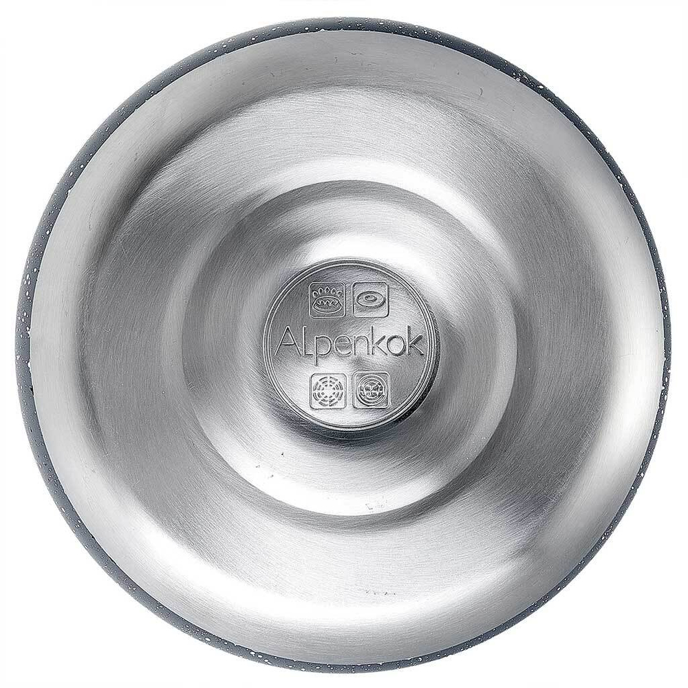 Чайник со свистком 3 л из нержавеющей стали, индукционное дно ALPENKOK AK-514/1 серый гранит, ручка светлое дерево