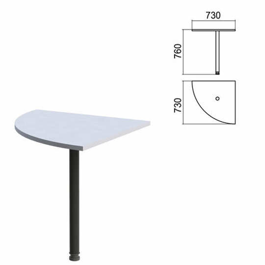 Стол приставной угловой "Арго", 730х730х760, серый/опора черная (КОМПЛЕКТ)