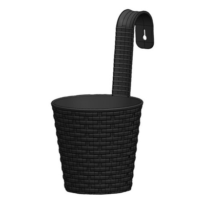 Кашпо "Ведро декоративное РАТТАН" настенное с крючком для подвеса, цвет антрацит