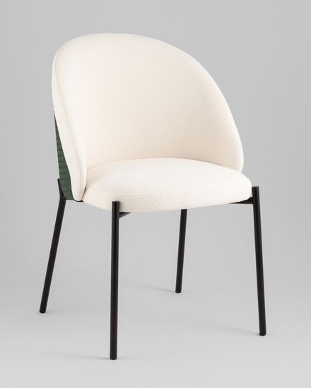 Стул обеденный Monro бежевый с зеленой экокожей