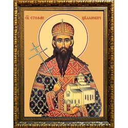 Стефан Щилянович (Штилянович) Сербский блаженный князь. Икона на холсте.