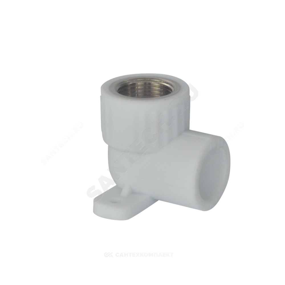Угольник PP-R комбинированный белый Дн 25х1/2" ВР с креплением VALFEX 10120025