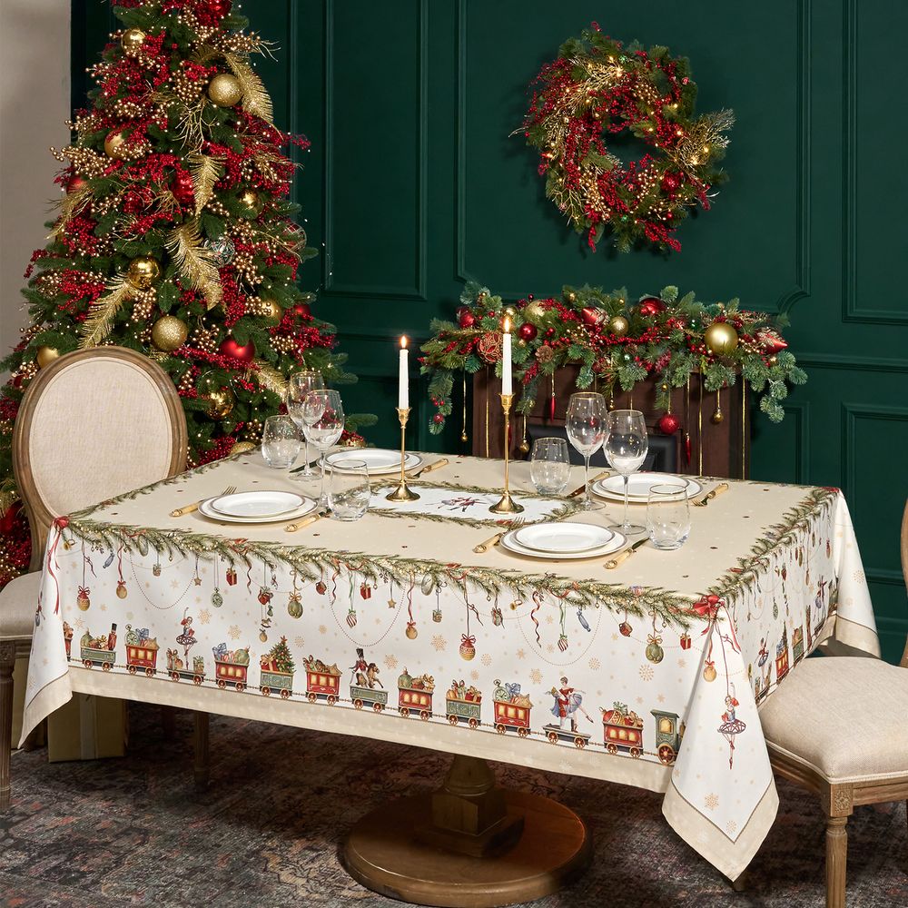 СКАТЕРТЬ "ЩЕЛКУНЧИК" 160Х220СМ БЕЖЕВЫЙ,100% ХЛОПОК,ТВИЛ