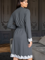 Женский домашний халат длины миди (Размер: XXL) (Цвет: зеленый)