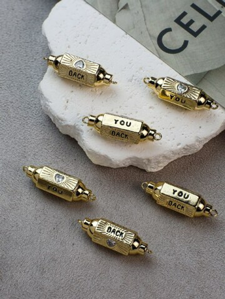 Подвеска “You back” с фианитами 33*10 мм, позолота 14k