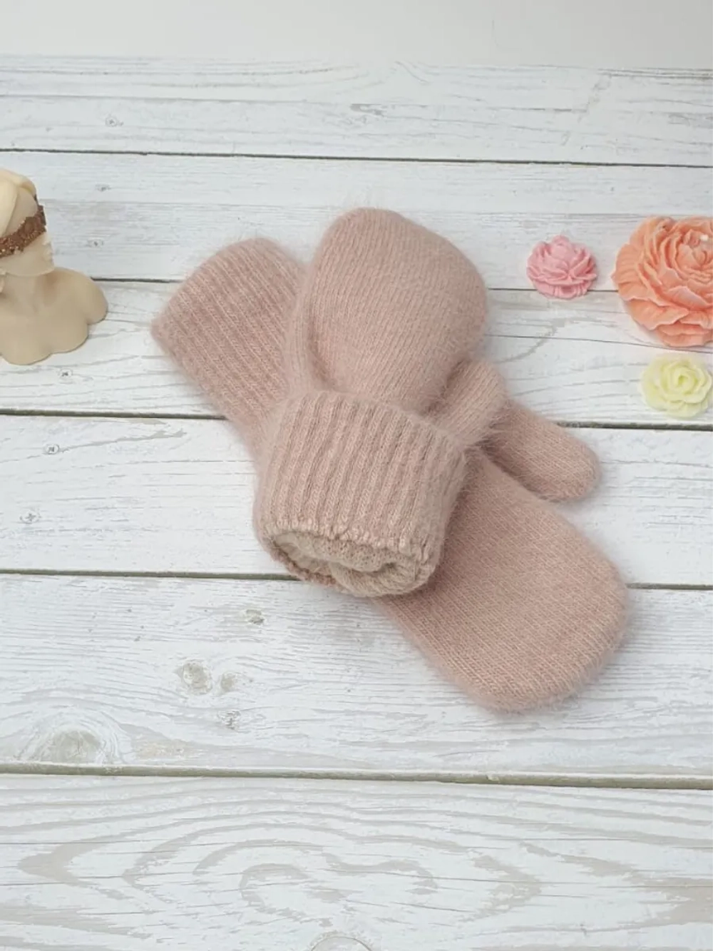 Варежки зимние теплые пушистые ангора