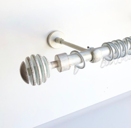 Карниз кованый для штор "Шар скан" d20 мм однорядный, цвет белое золото