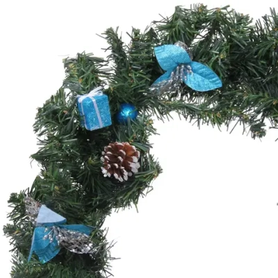 Венок хвойный «Зимние подарки» d-50 см, голубой