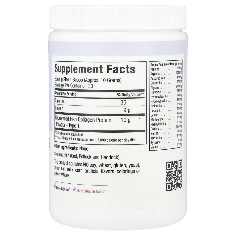 Maxi Health, Hydrolyzed Fish Collagen Powder™, гидролизованный рыбий коллаген, 305 г (10,75 унции)