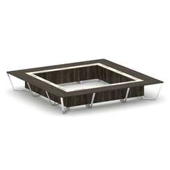 Steel Meet Стол переговорный квадратный MMK-PR.B.SP-24K Дуб Мали/Ваниль Глянец/Нержавеющая Сталь/Хро