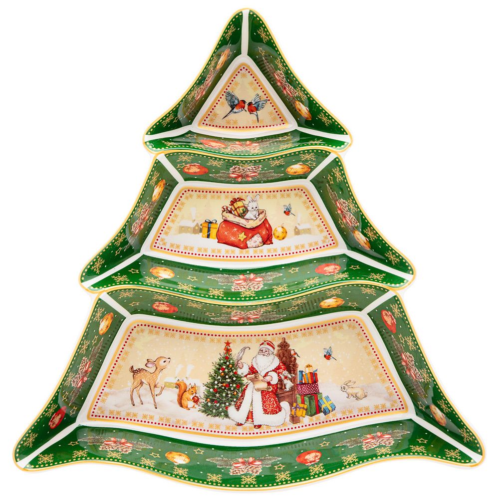 МЕНАЖНИЦА-ЕЛКА LEFARD "ДЕД МОРОЗ" 24*24*3 СМ ЗЕЛЕНАЯ (КОР=12ШТ.)