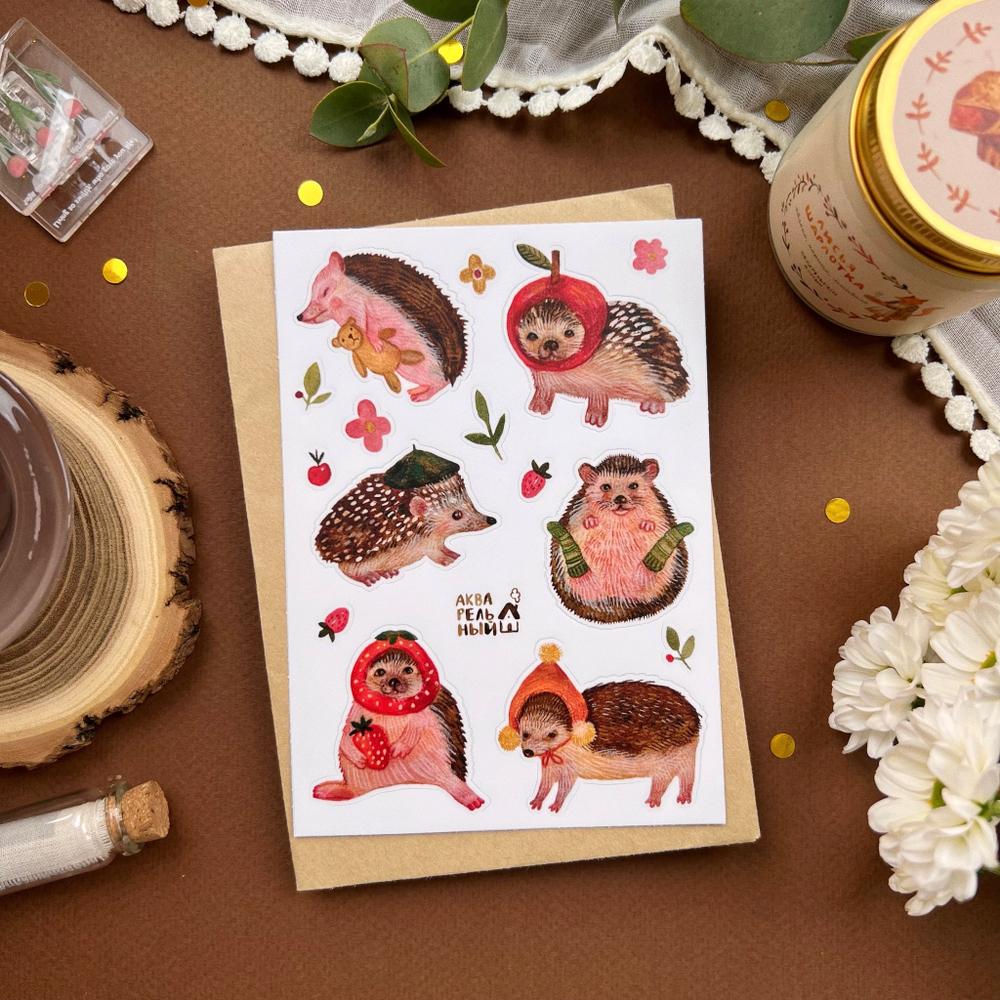 стикерпак "забавные ёжики"