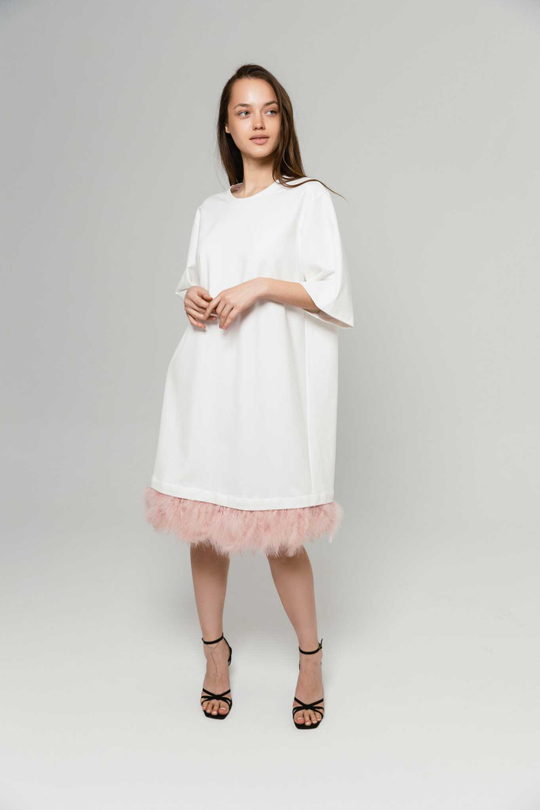 Платье Флай, цвет Экрю, розовый