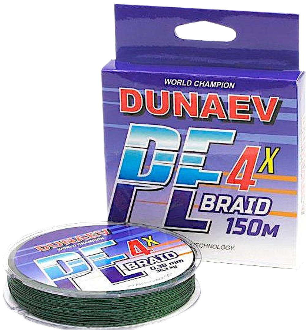 Шнур Dunaev Braid PE X4 150м 0.10мм 3.8кг Тёмно-Зелёный 1шт