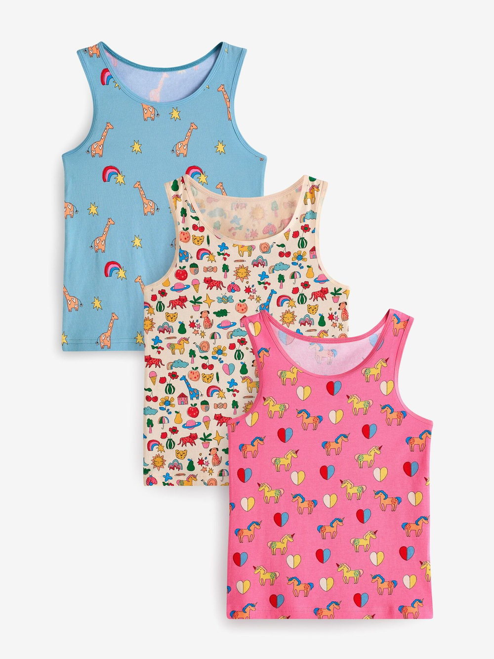Майка для девочки Next 412-107, 3 шт., Голубой, Розовый