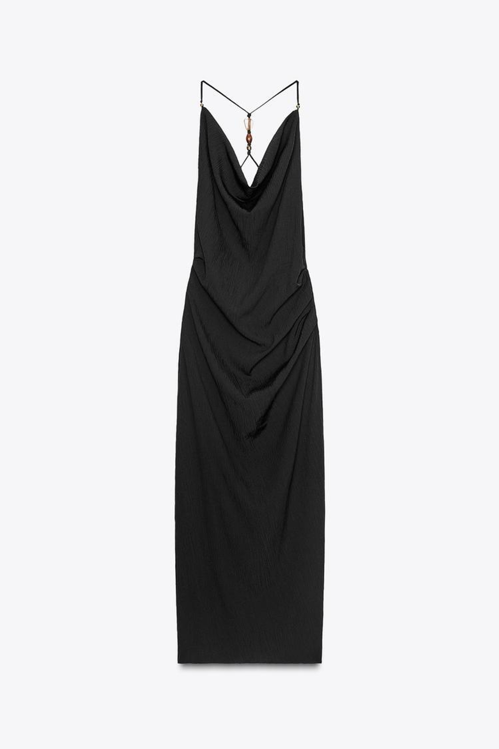 ZARA ПЛАТЬЕ-КОМБИНАЦИЯ С ФУРНИТУРОЙ, ЧЕРНЫЙ